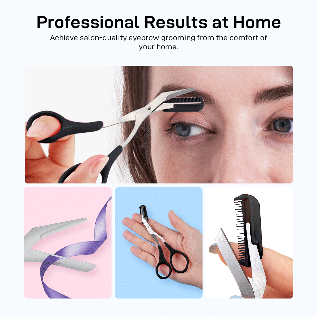 Eyebrow trimming scissors with Eyebrow comb Assorted Color