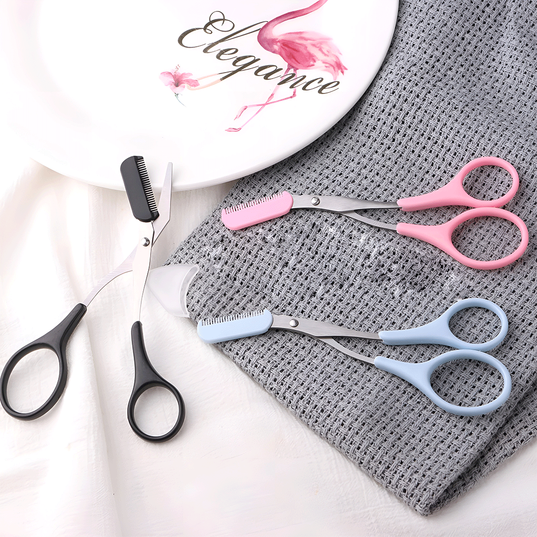 Eyebrow trimming scissors with Eyebrow comb Assorted Color