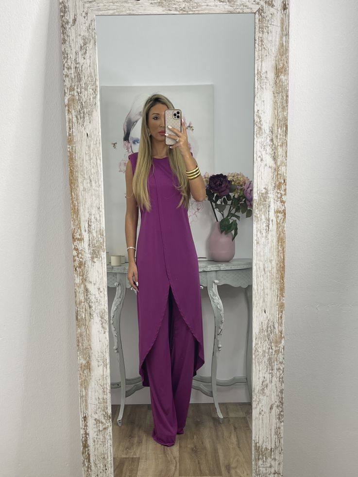 Jersey Women Suit with ruffle sleeve
