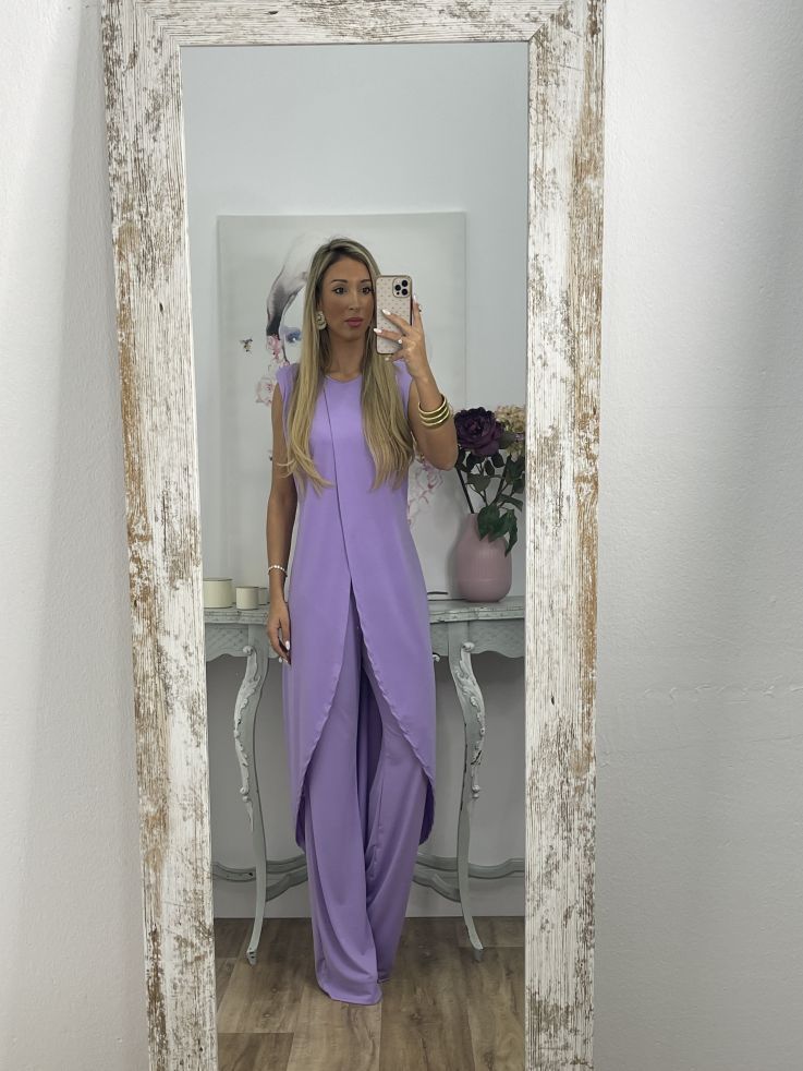 Jersey Women Suit with ruffle sleeve