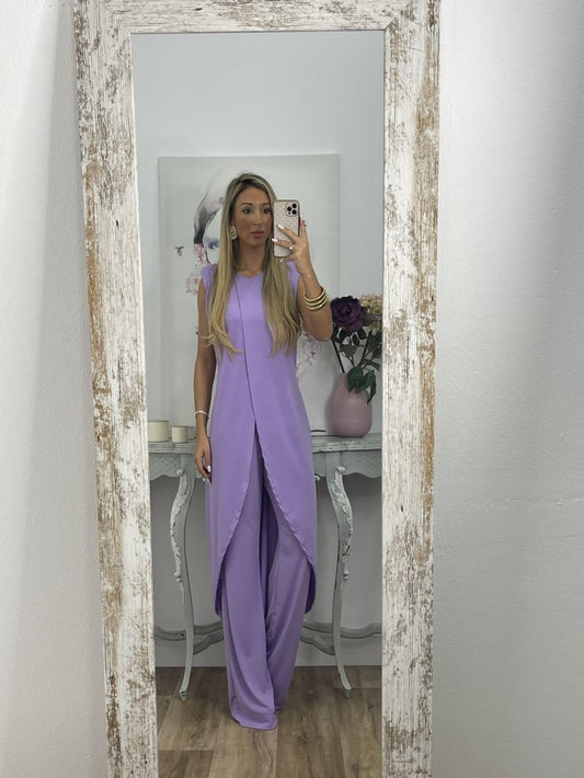 Jersey Women Suit with ruffle sleeve