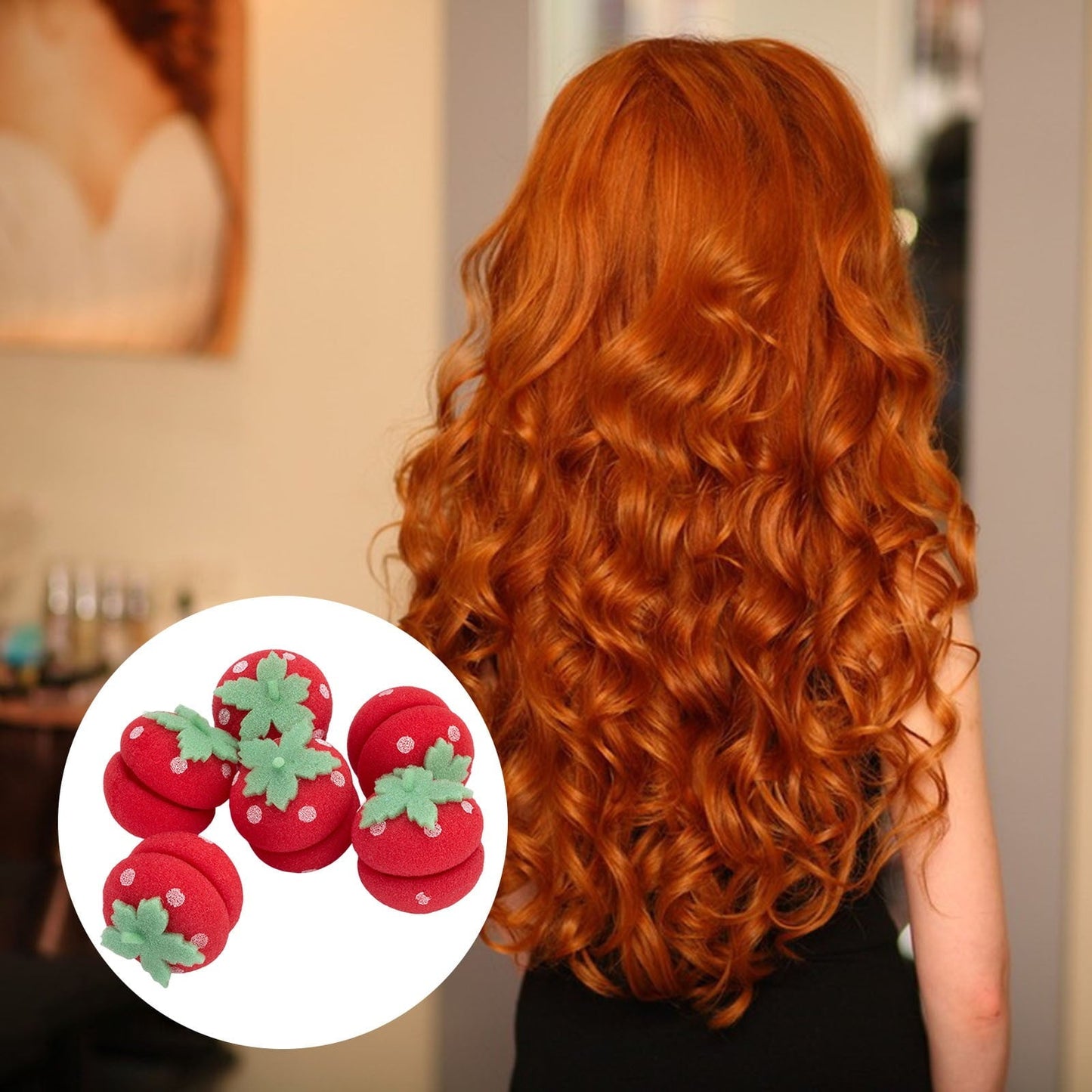 12 Pcs Strawberry Heatless Curlers Cute Sponge Foam Rollers Overnight Tool for Women