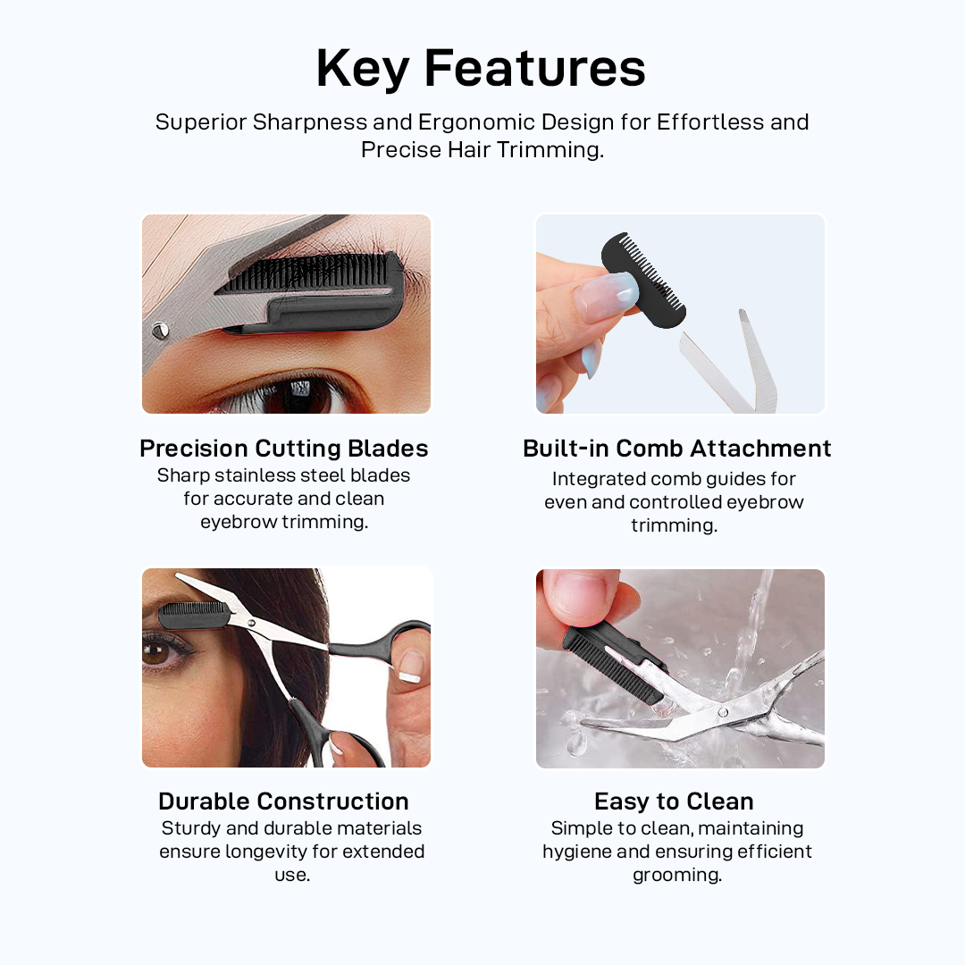 Eyebrow trimming scissors with Eyebrow comb