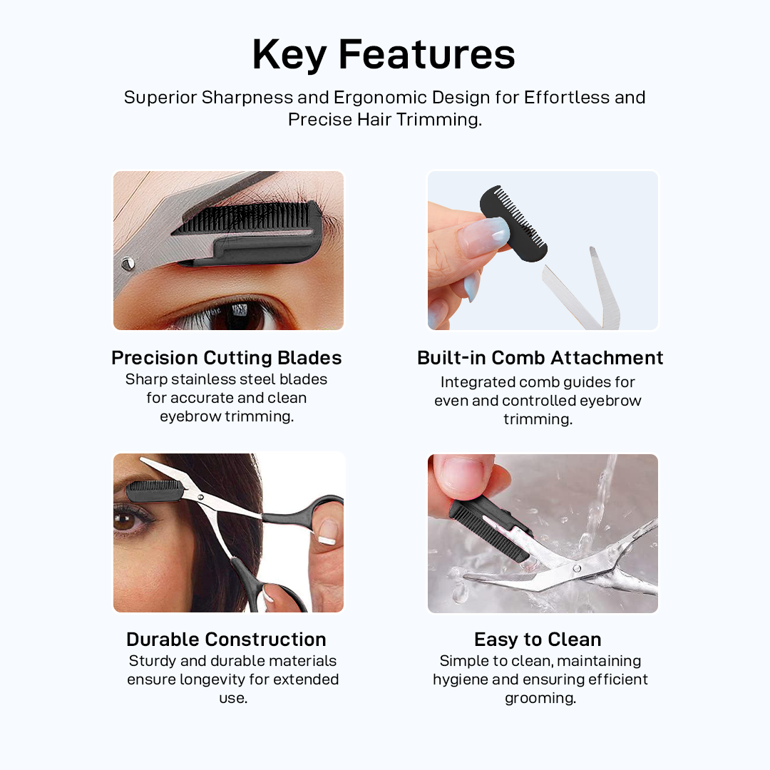 Eyebrow trimming scissors with Eyebrow comb Assorted Color