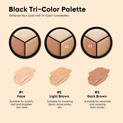 Tri-Color Concealer - Moisturizing & Long-lasting - Pack of 2 concealers + Brush