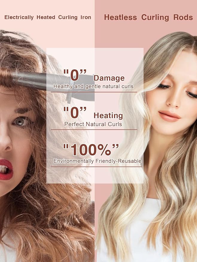 Heatless Hair Curlers Set- 3Pcs Soft Hair Curlers to Sleep In