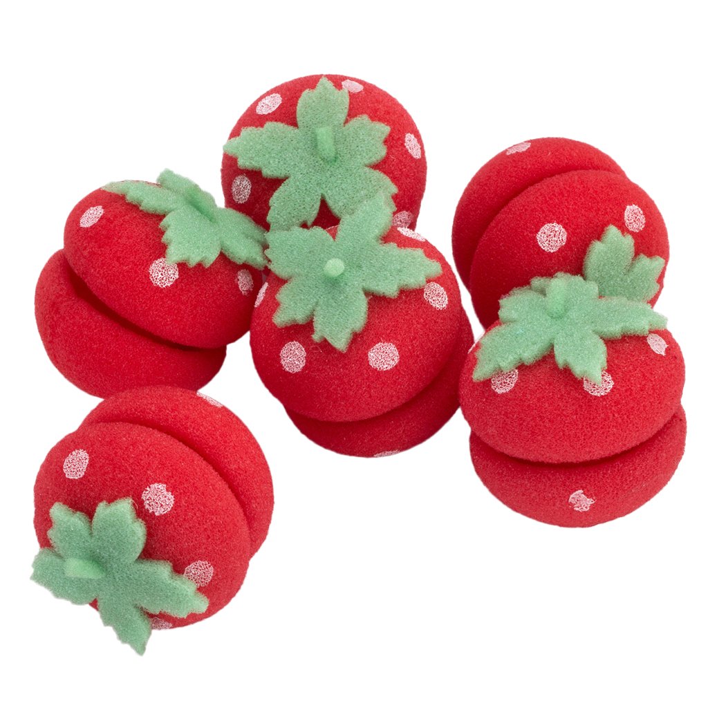 12 Pcs Strawberry Heatless Curlers Cute Sponge Foam Rollers Overnight Tool for Women