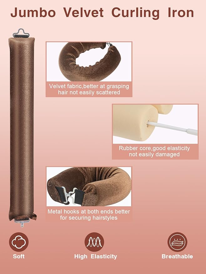 Heatless Hair Curlers Set- 3Pcs Soft Hair Curlers to Sleep In