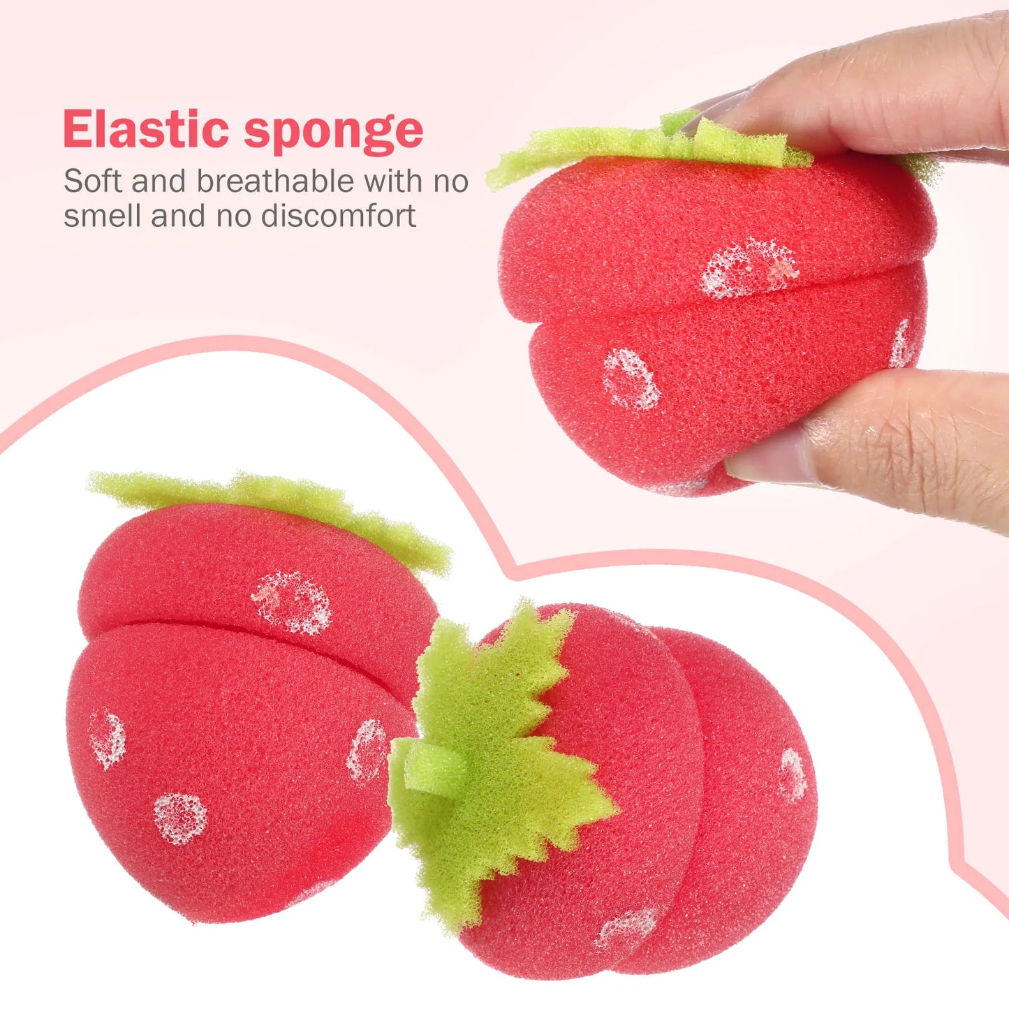 12 Pcs Strawberry Heatless Curlers Cute Sponge Foam Rollers Overnight Tool for Women