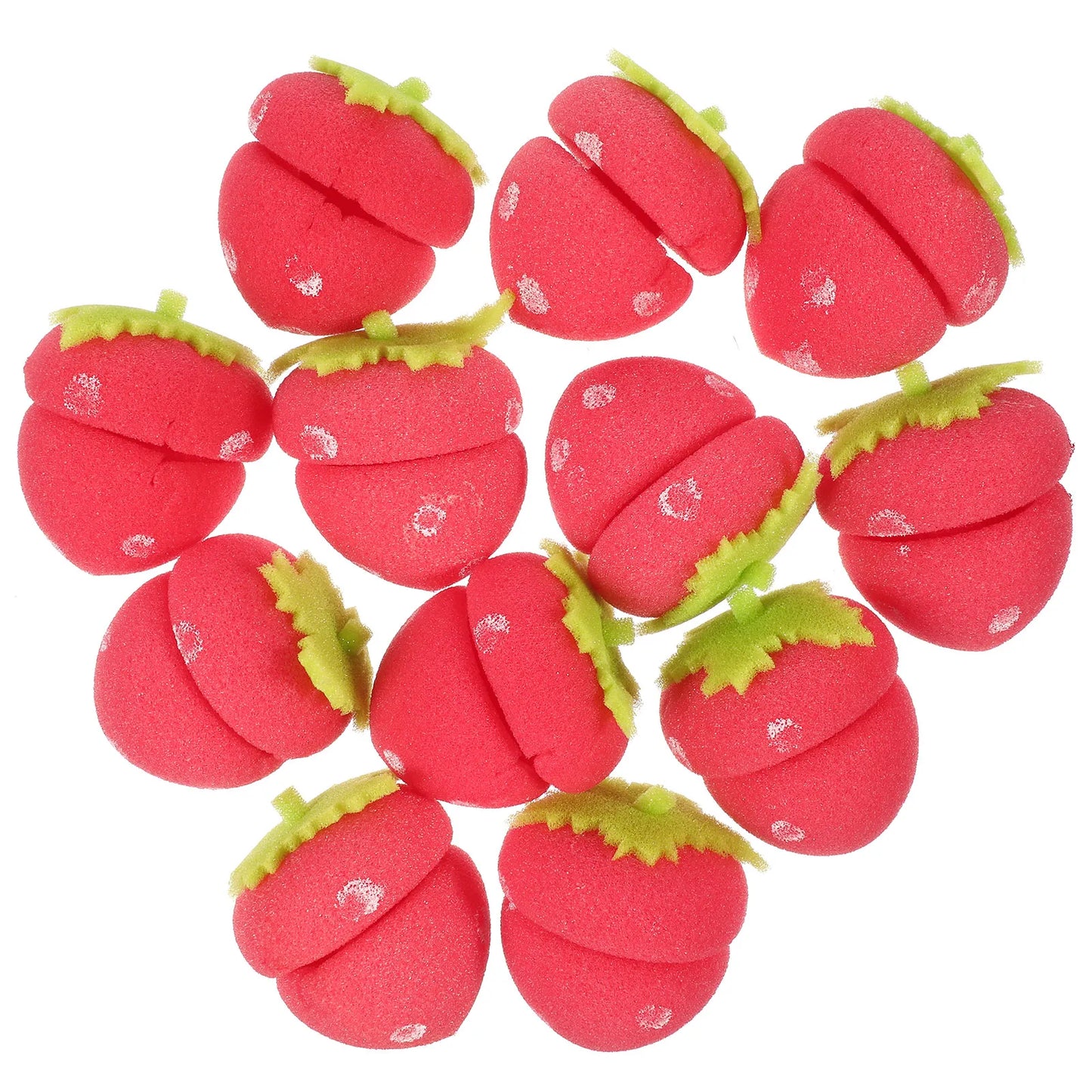 12 Pcs Strawberry Heatless Curlers Cute Sponge Foam Rollers Overnight Tool for Women